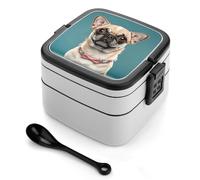 ERSTSNCK Cute Chihuahua Pug Bento Box 1000ml Leak Proof Lunch Container with Removable Dividers & Spoon - BPA-Free PP Stackable Lunch Box for Work, Office, Picnic, Travel, Dining Out