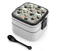 ERSTSNCK Cute Chihuahua Pug Pattern Bento Box 1000ml Leak Proof Lunch Container with Removable Dividers & Spoon - BPA-Free PP Stackable Lunch Box for Work, Office, Picnic, Travel, Dining Out