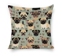 ERSTSNCK Cute Chihuahua Pug Pattern Pillow Covers 18"x18" Linen Throw Pillow Covers - Double Sided Decorative Square Cushion Cases for Sofa, Bed, Chair (No Insert Included)