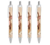 ERSTSNCK Cute Cow Black Ballpoint Pens Fine Point (0.5mm) Black Ink Pen Retractable Ball Point Pens with Comfortable Full Grip for Journaling, And Office Writing Ideal 4 PCS