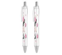 ERSTSNCK Cute Cows Black Ballpoint Pens Fine Point (0.5mm) Black Ink Pen Retractable Ball Point Pens with Comfortable Full Grip for Journaling, And Office Writing Ideal 2 PCS
