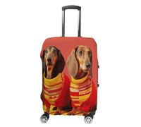 ERSTSNCK Cute Dachshund Luggage Suitcase Covers Elastic Washable Cute Luggage Protector Travel Suitcase Protective Cover For Adult (Fit 19-32 Inch Luggages), white, M, Cute Dachshund
