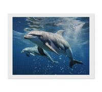 ERSTSNCK Cute Dolphins Diamond Painting Kits for Adults 12"x16" 5D Diamond Art Kits for Beginners DIY Full Drill Round Diamonds Gem Art Crafts Painting for Home Wall Decor