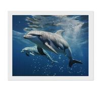 ERSTSNCK Cute Dolphins Diamond Painting Kits for Adults 16"x20" 5D Diamond Art Kits for Beginners DIY Full Drill Round Diamonds Gem Art Crafts Painting for Home Wall Decor