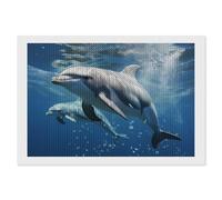ERSTSNCK Cute Dolphins Diamond Painting Kits for Adults 8"x12" 5D Diamond Art Kits for Beginners DIY Full Drill Round Diamonds Gem Art Crafts Painting for Home Wall Decor