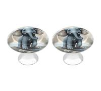 ERSTSNCK Cute Elephant Play Bubbles Cabinet Knobs 2-Pack Silver Stainless Steel Drawer Pulls with Screws Elegant Hardware for Dressers Kitchen Cabinets & Desks