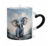 ERSTSNCK Cute Elephant Play Bubbles Color Changing Mug Heat Changing Coffee Mugs Funny Magic Cup Heat Sensitive Travel Mug Novelty Coffee Cups Personalized Customized Gift Idea for Men & Women 11 Oz