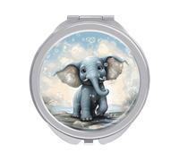 ERSTSNCK Cute Elephant Play Bubbles Compact Mirror for Purse Double-Sided 1x/2x Magnifying Metal Pocket Makeup Mirrors Folding Mini Vanity Mirror Handheld Round Travel Cosmetic Mirrors for Women