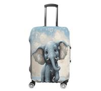 ERSTSNCK Cute Elephant Play Bubbles Luggage Suitcase Covers Elastic Washable Cute Luggage Protector Travel Suitcase Protective Cover For Adult (Fit 19-32 Inch Luggages), white, M, Cute Elephant Play
