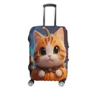 ERSTSNCK Cute Fantasy Thanksgving Cat Pumpkin Luggage Suitcase Covers Elastic Washable Cute Luggage Protector Travel Suitcase Protective Cover For Adult (Fit 19-32 Inch Luggages), white, L, Cute