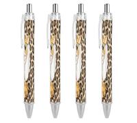 ERSTSNCK Cute Giraffe Black Ballpoint Pens Fine Point (0.5mm) Black Ink Pen Retractable Ball Point Pens with Comfortable Full Grip for Journaling, And Office Writing Ideal 4 PCS
