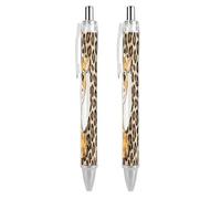 ERSTSNCK Cute Giraffe Black Ballpoint Pens Fine Point (0.5mm) Black Ink Pen Retractable Ball Point Pens with Comfortable Full Grip for Journaling, And Office Writing Ideal 2 PCS