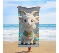 ERSTSNCK Cute Goat Beach Towel Oversized 31" X 63" Absorbent Towels Quick Dry Pool Towel Lightweight Bath Towels Sandproof Beach Blanket for Gym Swimming Sports Travel Gifts
