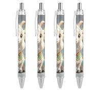 ERSTSNCK Cute Goat Black Ballpoint Pens Fine Point (0.5mm) Black Ink Pen Retractable Ball Point Pens with Comfortable Full Grip for Journaling, And Office Writing Ideal 4 PCS