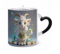 ERSTSNCK Cute Goat Color Changing Mug Heat Changing Coffee Mugs Funny Magic Cup Heat Sensitive Travel Mug Novelty Coffee Cups Personalized Customized Gift Idea for Men & Women 11 Oz