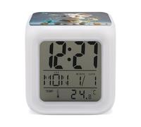 ERSTSNCK Cute Goat Night Light Alarm Clock LED Display Alarms for Bedroom Smart Digital Alarm Clock Wtih 7 Colorful Ambient Lights Sleep Timer for Heavy Sleepers Simple Operation