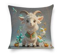 ERSTSNCK Cute Goat Pillow Covers 18"x18" Linen Throw Pillow Covers - Double Sided Decorative Square Cushion Cases for Sofa, Bed, Chair (No Insert Included)