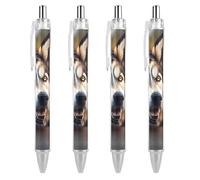 ERSTSNCK Cute Husky Black Ballpoint Pens Fine Point (0.5mm) Black Ink Pen Retractable Ball Point Pens with Comfortable Full Grip for Journaling, And Office Writing Ideal 4 PCS