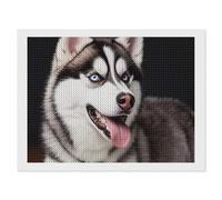 ERSTSNCK Cute Husky Dog Diamond Painting Kits for Adults 12"x16" 5D Diamond Art Kits for Beginners DIY Full Drill Round Diamonds Gem Art Crafts Painting for Home Wall Decor