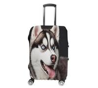 ERSTSNCK Cute Husky Dog Luggage Suitcase Covers Elastic Washable Cute Luggage Protector Travel Suitcase Protective Cover For Adult (Fit 19-32 Inch Luggages) X-Large, white, L, Cute Husky Dog