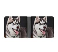 ERSTSNCK Cute Husky Dog Wallet for Men Bifold Rfid Blocking Slim Money Clip Front Pocket Wallet Card Holder