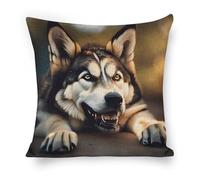 ERSTSNCK Cute Husky Pillow Covers 18"x18" Linen Throw Pillow Covers - Double Sided Decorative Square Cushion Cases for Sofa, Bed, Chair (No Insert Included)