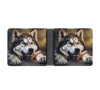 ERSTSNCK Cute Husky Wallet for Men Bifold Rfid Blocking Slim Money Clip Front Pocket Wallet Card Holder