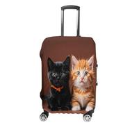 ERSTSNCK Cute Kitten Black And Orange Cat Luggage Suitcase Covers Elastic Washable Cute Luggage Protector Travel Suitcase Protective Cover For Adult (Fit 19-32 Inch Luggages), white, L, Cute Kitten