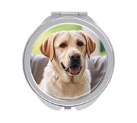 ERSTSNCK Cute Labrador Dog Compact Mirror for Purse, Double-Sided 1x/2x Magnifying Metal Pocket Makeup Mirrors, Folding Mini Vanity Mirror, Handheld Round Travel Cosmetic Mirrors for Women