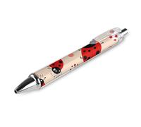 ERSTSNCK Cute Ladybug Black Ballpoint Pens Fine Point (0.5mm) Black Ink Pen Retractable Ball Point Pens with Comfortable Full Grip for Journaling, And Office Writing Ideal 1 PCS