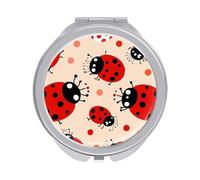 ERSTSNCK Cute Ladybug Compact Mirror for Purse, Double-Sided 1x/2x Magnifying Metal Pocket Makeup Mirrors, Folding Mini Vanity Mirror, Handheld Round Travel Cosmetic Mirrors for Women