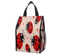 ERSTSNCK Cute Ladybug Insulated Lunch Bag Leakproof Insulated Cooler Bags Reusable Cooler Tote Foldable Lunchbox for Adult Women Men for Work Travel Picnic