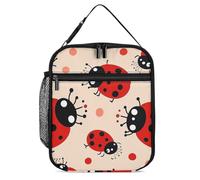 ERSTSNCK Cute Ladybug Lunch Bag for Adults Reusable Insulated Lunchbox Leakproof Small Lunch Box Tote for Men & Women Portable Food Cooler Bag for Work, Office, Picnics