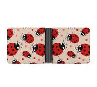 ERSTSNCK Cute Ladybug Wallet for Men Bifold Rfid Blocking Slim Money Clip Front Pocket Wallet Card Holder
