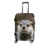 ERSTSNCK Cute Otter Luggage Suitcase Covers Elastic Washable Cute Luggage Protector Travel Suitcase Protective Cover For Adult (Fit 19-32 Inch Luggages) X-Large, white, S, Cute Otter