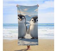 ERSTSNCK Cute Penguins Beach Towel Oversized 31" X 63" Absorbent Towels Quick Dry Pool Towel Lightweight Bath Towels Sandproof Beach Blanket for Gym Swimming Sports Travel Gifts