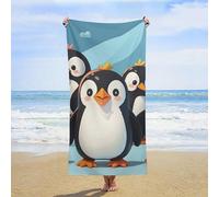 ERSTSNCK Cute Penguins Beach Towel Oversized 31" X 63" Absorbent Towels Quick Dry Pool Towel Lightweight Bath Towels Sandproof Beach Blanket for Gym Swimming Sports Travel Gifts