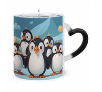 ERSTSNCK Cute Penguins Color Changing Mug Heat Changing Coffee Mugs Funny Magic Cup Heat Sensitive Travel Mug Novelty Coffee Cups Personalized Customized Gift Idea for Men & Women 11 Oz