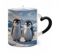 ERSTSNCK Cute Penguins Color Changing Mug Heat Changing Coffee Mugs Funny Magic Cup Heat Sensitive Travel Mug Novelty Coffee Cups Personalized Customized Gift Idea for Men & Women 11 Oz