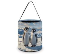 ERSTSNCK Cute Penguins Halloween Candy Buckets Reusable Tote Candy Bag - Trick Or Treat Goody Bag with Handles