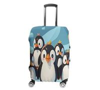 ERSTSNCK Cute Penguins Luggage Suitcase Covers Elastic Washable Cute Luggage Protector Travel Suitcase Protective Cover For Adult (Fit 19-32 Inch Luggages) X-Large, white, M, Cute Penguins