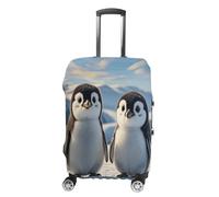 ERSTSNCK Cute Penguins Luggage Suitcase Covers Elastic Washable Cute Luggage Protector Travel Suitcase Protective Cover For Adult (Fit 19-32 Inch Luggages) X-Large, white, S, Cute Penguins