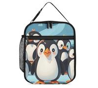 ERSTSNCK Cute Penguins Lunch Bag for Adults Reusable Insulated Lunchbox Leakproof Small Lunch Box Tote for Men & Women Portable Food Cooler Bag for Work, Office, Picnics