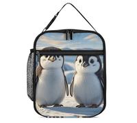 ERSTSNCK Cute Penguins Lunch Bag for Adults Reusable Insulated Lunchbox Leakproof Small Lunch Box Tote for Men & Women Portable Food Cooler Bag for Work, Office, Picnics