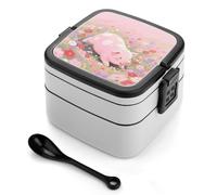 ERSTSNCK Cute Pig Bento Box 1000ml Leak Proof Lunch Container with Removable Dividers & Spoon - BPA-Free PP Stackable Lunch Box for Work, Office, Picnic, Travel, Dining Out