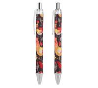 ERSTSNCK Cute Rooster Chickens Black Ballpoint Pens Fine Point (0.5mm) Black Ink Pen Retractable Ball Point Pens with Comfortable Full Grip for Journaling, And Office Writing Ideal 2 PCS