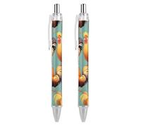 ERSTSNCK Cute Rooster Chickens Black Ballpoint Pens Fine Point (0.5mm) Black Ink Pen Retractable Ball Point Pens with Comfortable Full Grip for Journaling, And Office Writing Ideal 2 PCS