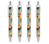 ERSTSNCK Cute Rooster Chickens Black Ballpoint Pens Fine Point (0.5mm) Black Ink Pen Retractable Ball Point Pens with Comfortable Full Grip for Journaling, And Office Writing Ideal 4 PCS