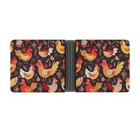 ERSTSNCK Cute Rooster Chickens Wallet for Men Bifold Rfid Blocking Slim Money Clip Front Pocket Wallet Card Holder
