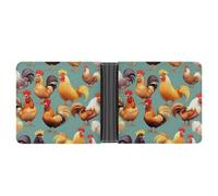 ERSTSNCK Cute Rooster Chickens Wallet for Men Bifold Rfid Blocking Slim Money Clip Front Pocket Wallet Card Holder